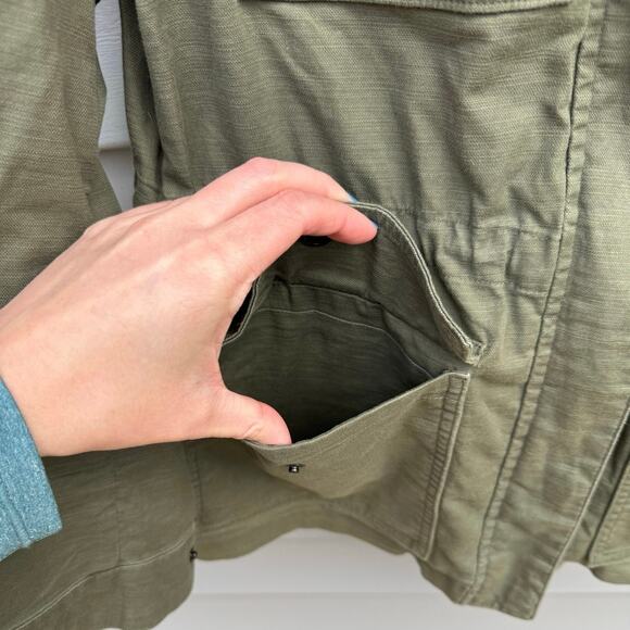 Lands’ End size M Petite Hooded Cargo Utility Jacket - Olive or Army Green - Picture 7 of 16